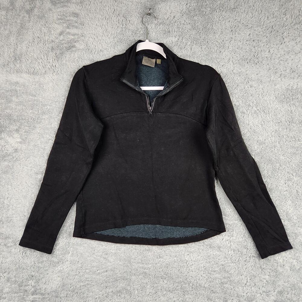 Horny Toad Shirt Womens Medium Black Mock Neck 1/2 Zip Long Sleeve Tencel Blend